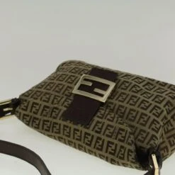 Brand Street FENDI Zucchino Canvas Mamma Baguette Shoulder Bag Brown Auth 57292 -Best Jewelry Store 57292 6