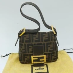 Style Tribute FENDI Zucca Canvas Mini Mamma Baguette Hand Bag Black Brown Auth 59810a -Best Jewelry Store 59810A 22
