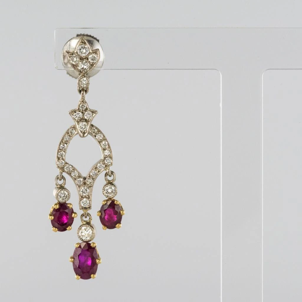 Sarl Baume Ruby Diamond 18 Karat White Gold Drop Earrings 7 Sarl Baume Ruby Diamond 18 Karat White Gold Drop Earrings - Image 5