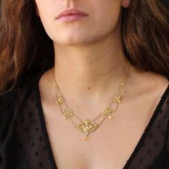 Sarl Baume French 1890s Art Nouveau Opal Diamond 18 Karat Yellow Gold Necklace -Best Jewelry Store 5 master a0486d8e 4879 49bc 816f 58488617bb59