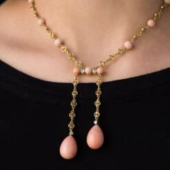 Sarl Baume French "Belle Epoque" Coral Angel Skin Diamond Yellow Gold "Neglige" Necklace -Best Jewelry Store 5 master ea01cb0c 6f7d 4425 b7c1 1947250defda