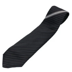 Style Tribute LOUIS VUITTON Necktie Silk Gray Black Lv Auth 61940