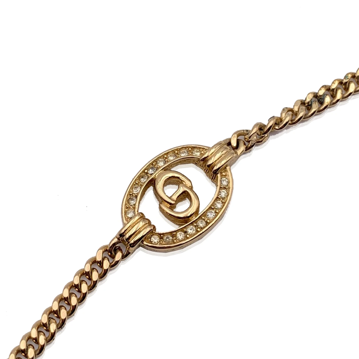 Opherty Ciocci CHRISTIAN DIOR Vintage Gold Metal Cd Crystals Logo Chain Bracelet 5 Opherty Ciocci CHRISTIAN DIOR Vintage Gold Metal Cd Crystals Logo Chain Bracelet - Image 3