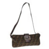 Brand Street FENDI Zucca Canvas Mamma Baguette Shoulder Bag Brown Black Auth 65651