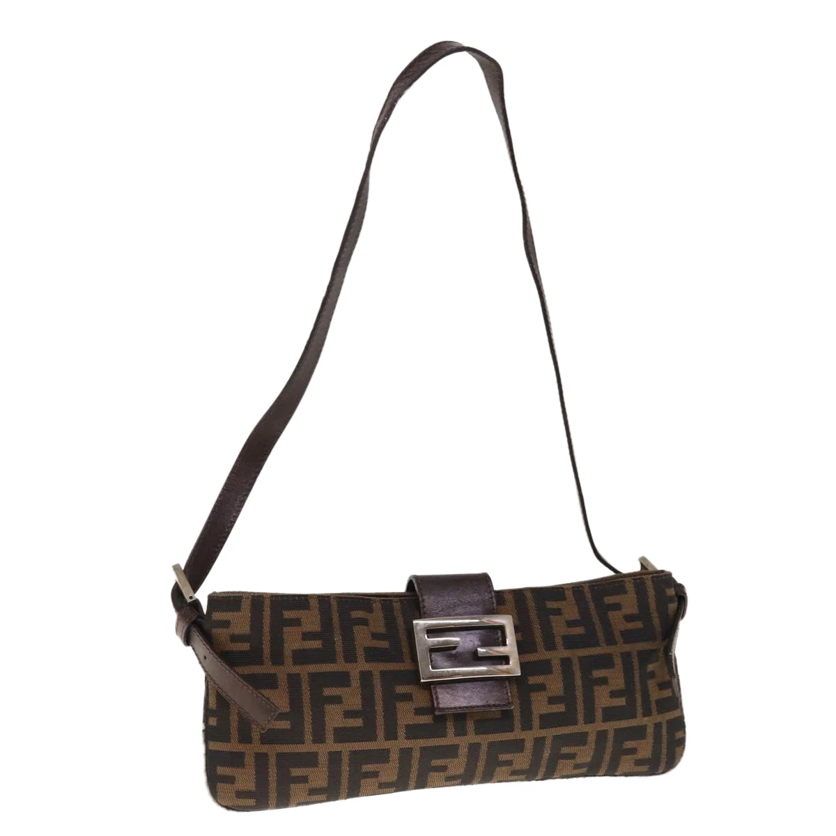 Brand Street FENDI Zucca Canvas Mamma Baguette Shoulder Bag Brown Black Auth 65651 3 Brand Street FENDI Zucca Canvas Mamma Baguette Shoulder Bag Brown Black Auth 65651