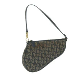 Brand Street CHRISTIAN DIOR Trotter Canvas Saddle Pouch Accessory Pouch Navy Auth 65744