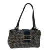 Brand Street FENDI Zucchino Canvas Mamma Baguette Hand Bag Navy Auth 67746 -Best Jewelry Store 67746 1