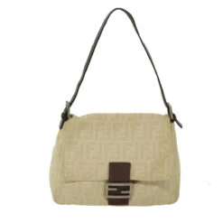 Brand Street FENDI Zucca Canvas Mamma Baguette Shoulder Bag Beige Auth 68065 -Best Jewelry Store 68065 2