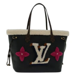 Brand Street LOUIS VUITTON Monogram Teddy Neverfull MM Tote Bag Black M56960 LV Auth 68691S