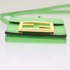 Brand Street FENDI Mamma Baguette Shoulder Bag Leather Green Auth 68908A -Best Jewelry Store 68908A 10