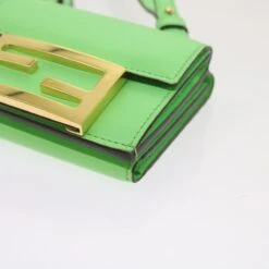 Brand Street FENDI Mamma Baguette Shoulder Bag Leather Green Auth 68908A -Best Jewelry Store 68908A 11