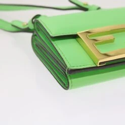 Brand Street FENDI Mamma Baguette Shoulder Bag Leather Green Auth 68908A -Best Jewelry Store 68908A 12