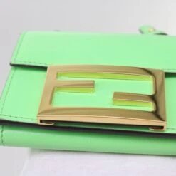 Brand Street FENDI Mamma Baguette Shoulder Bag Leather Green Auth 68908A -Best Jewelry Store 68908A 15