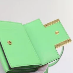 Brand Street FENDI Mamma Baguette Shoulder Bag Leather Green Auth 68908A -Best Jewelry Store 68908A 16
