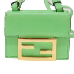 Brand Street FENDI Mamma Baguette Shoulder Bag Leather Green Auth 68908A -Best Jewelry Store 68908A 2