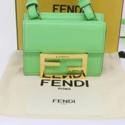 Brand Street FENDI Mamma Baguette Shoulder Bag Leather Green Auth 68908A -Best Jewelry Store 68908A 31