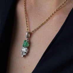 Sarl Baume French 1970s Emerald Diamonds 18 Karat White Gold Pendant -Best Jewelry Store 6 master 511bae0a e2e6 425c 8dff f2f1973e8499