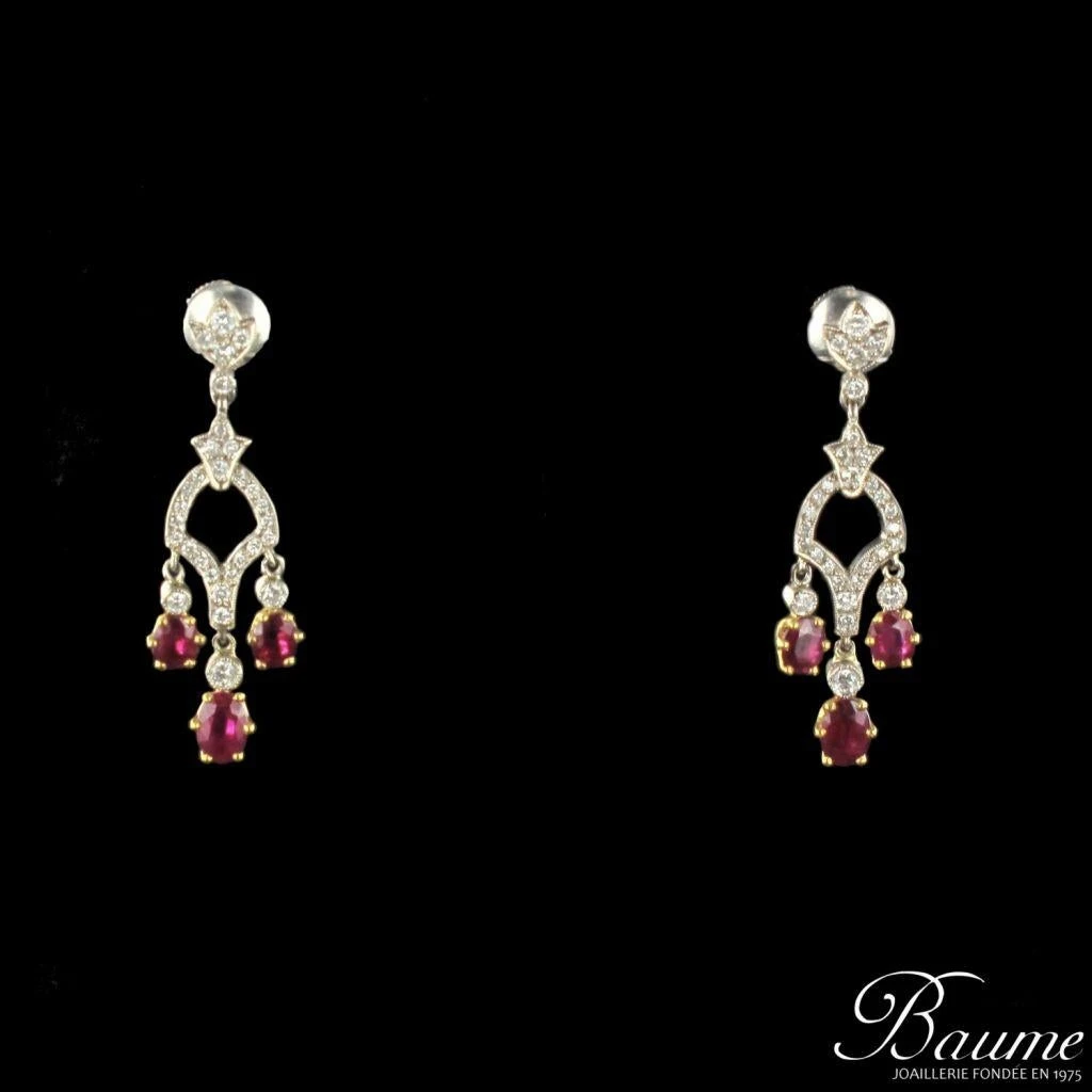 Sarl Baume Ruby Diamond 18 Karat White Gold Drop Earrings 8 Sarl Baume Ruby Diamond 18 Karat White Gold Drop Earrings - Image 6