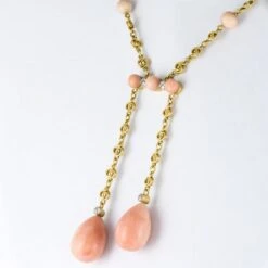 Sarl Baume French "Belle Epoque" Coral Angel Skin Diamond Yellow Gold "Neglige" Necklace -Best Jewelry Store 6 master bc6a034e 6421 4a47 b6c5 574ee0c400b8