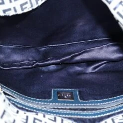 Brand Street FENDI Zucchino Canvas Mamma Baguette Shoulder Bag Navy Auth 72416 -Best Jewelry Store 72416 15