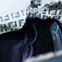 Brand Street FENDI Zucchino Canvas Mamma Baguette Shoulder Bag Navy Auth 72416 -Best Jewelry Store 72416 16