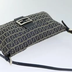Brand Street FENDI Zucchino Canvas Mamma Baguette Shoulder Bag Navy Auth 72416 -Best Jewelry Store 72416 6