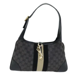 Brand Street GUCCI GG Canvas Sherry Line Jackie Shoulder Bag Black White 001 4057 Auth 73366 -Best Jewelry Store 73366 2