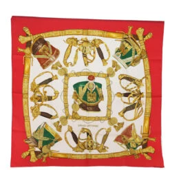 Brand Street HERMES Carre 90 Scarf "GRAND UNIFORME" Silk Red Auth 74709