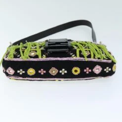 Brand Street FENDI Mamma Baguette Shoulder Bag Beads Black Auth 75387A -Best Jewelry Store 75387A 9
