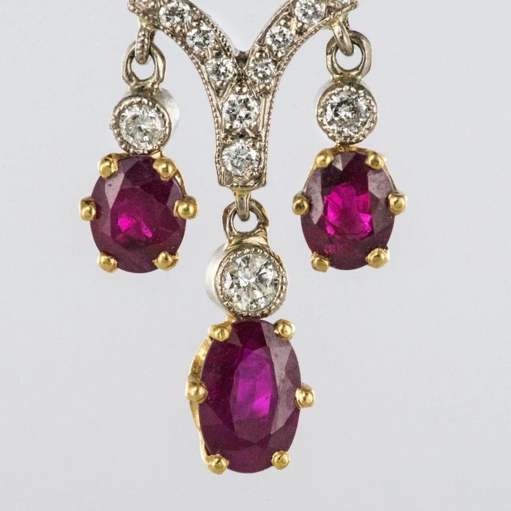 Sarl Baume Ruby Diamond 18 Karat White Gold Drop Earrings 9 Sarl Baume Ruby Diamond 18 Karat White Gold Drop Earrings - Image 7