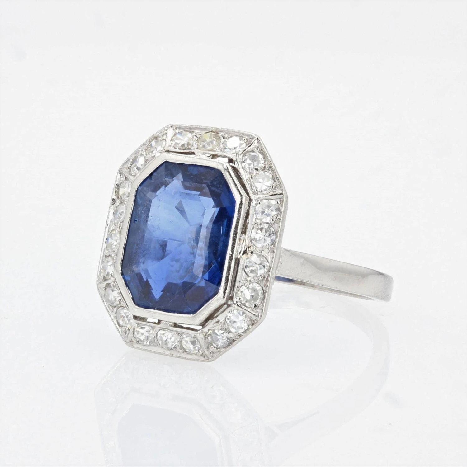 Sarl Baume French Art Deco Certified No Heat Burmese Sapphire Diamonds Platinum Ring 9 Sarl Baume French Art Deco Certified No Heat Burmese Sapphire Diamonds Platinum Ring - Image 7