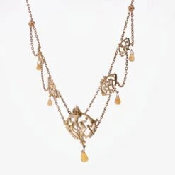 Sarl Baume French 1890s Art Nouveau Opal Diamond 18 Karat Yellow Gold Necklace -Best Jewelry Store 7 master b5f3f82d 0206 4da4 b128 60851e8f0066
