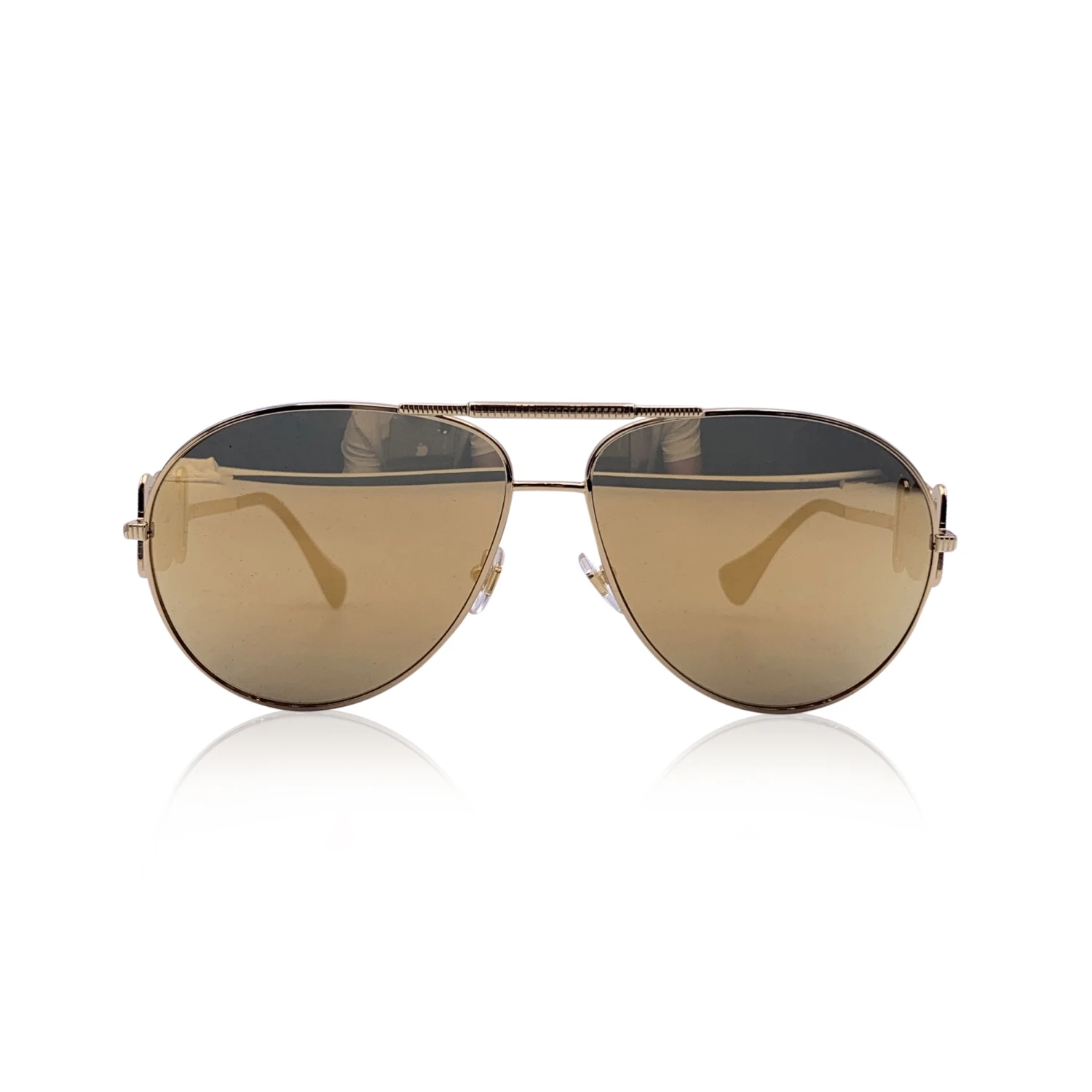 Opherty Ciocci VERSACE Gold Metal Aviator Medusa Sunglasses Mod. 2249 65/14 3 Opherty Ciocci VERSACE Gold Metal Aviator Medusa Sunglasses Mod. 2249 65/14