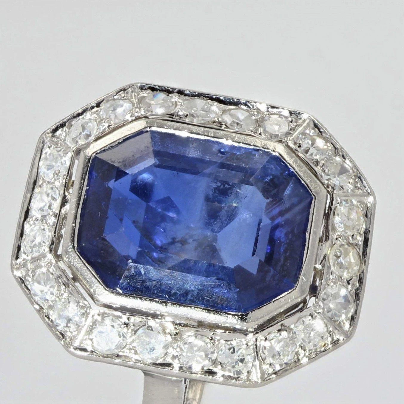 Sarl Baume French Art Deco Certified No Heat Burmese Sapphire Diamonds Platinum Ring 10 Sarl Baume French Art Deco Certified No Heat Burmese Sapphire Diamonds Platinum Ring - Image 8