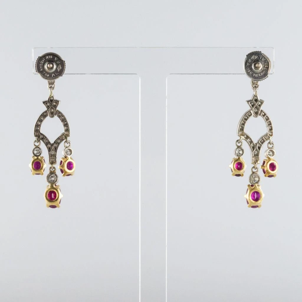 Sarl Baume Ruby Diamond 18 Karat White Gold Drop Earrings 10 Sarl Baume Ruby Diamond 18 Karat White Gold Drop Earrings - Image 8