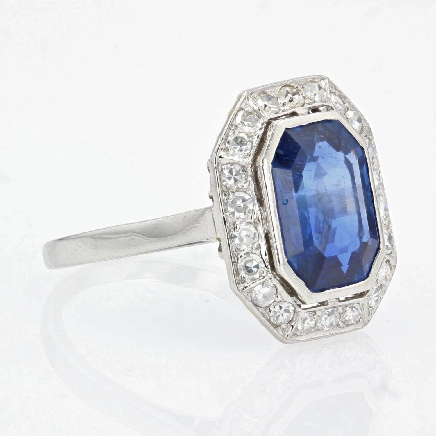 Sarl Baume French Art Deco Certified No Heat Burmese Sapphire Diamonds Platinum Ring 11 Sarl Baume French Art Deco Certified No Heat Burmese Sapphire Diamonds Platinum Ring - Image 9