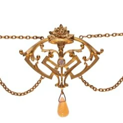 Sarl Baume French 1890s Art Nouveau Opal Diamond 18 Karat Yellow Gold Necklace -Best Jewelry Store 9 master 7ec0da30 c59f 4341 86cc c87e2ff9ce6f