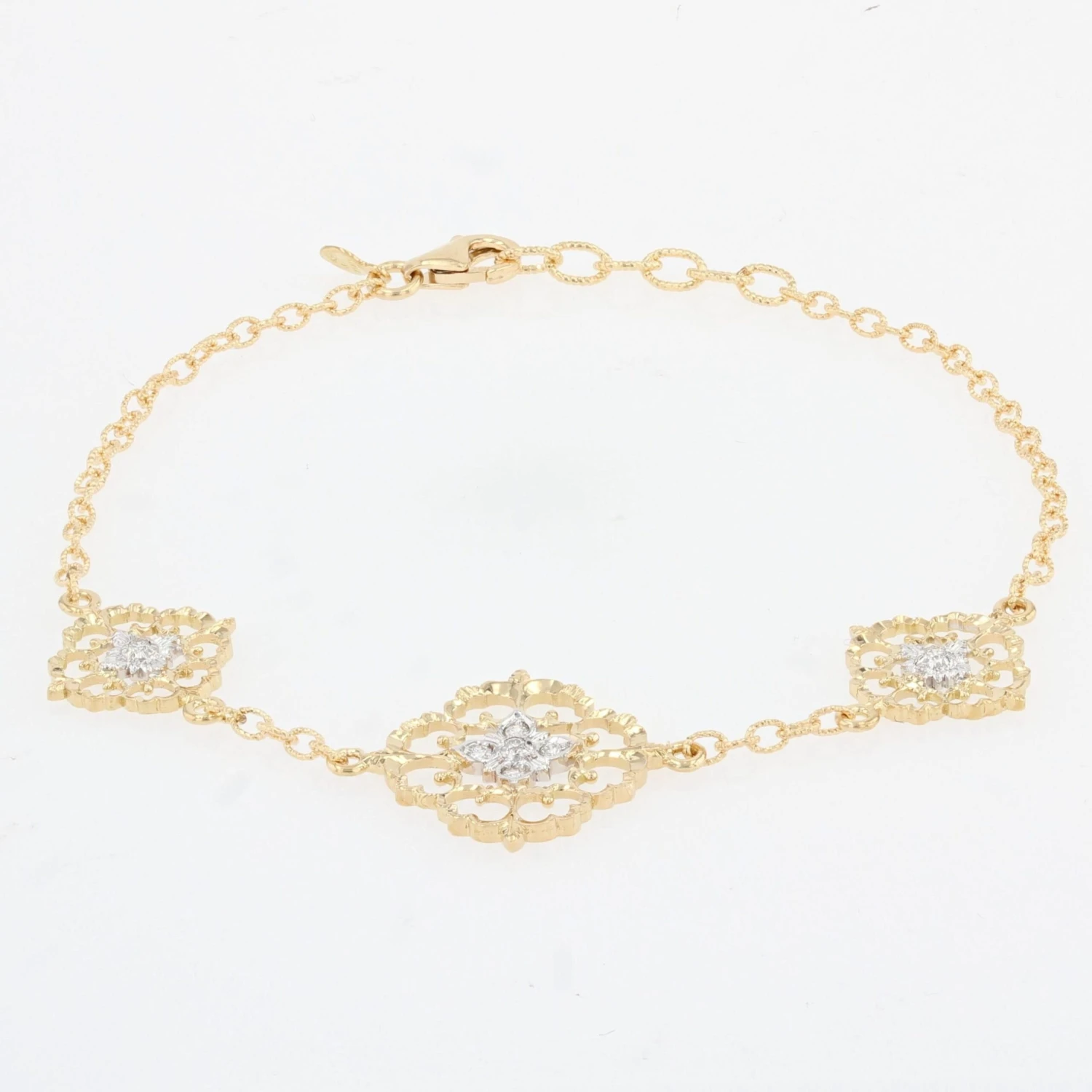 Sarl Baume Modern Diamonds 18 Karat Yellow White Gold Arabesque Bracelet 5 Sarl Baume Modern Diamonds 18 Karat Yellow White Gold Arabesque Bracelet - Image 3