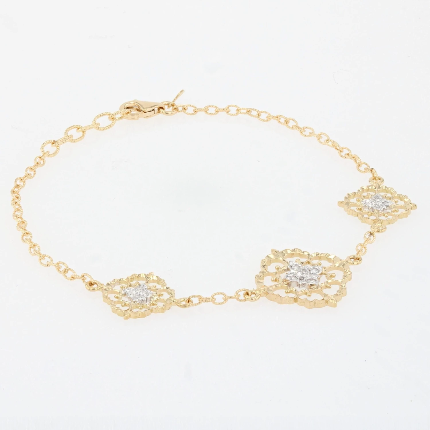 Sarl Baume Modern Diamonds 18 Karat Yellow White Gold Arabesque Bracelet 11 Sarl Baume Modern Diamonds 18 Karat Yellow White Gold Arabesque Bracelet - Image 9