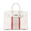 Xupes Hermes Blanc, Gris Perle Clemence Leather & Sanguine Niloticus Lizard Leather Club Birkin 35cm Retourne Tote -Best Jewelry Store Blanc Gris Perle Clemence Leather Sanguine Niloticus Lizard Leather Club Birkin 35cm Retourne