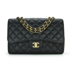 Boutiqi Bags Chanel Single Flap Jumbo Black Caviar Gold Hardware 2010