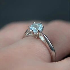 Sarl Baume French 1970s Aquamarine 18 Karat White Gold Solitaire Ring -Best Jewelry Store DSC 1158 master