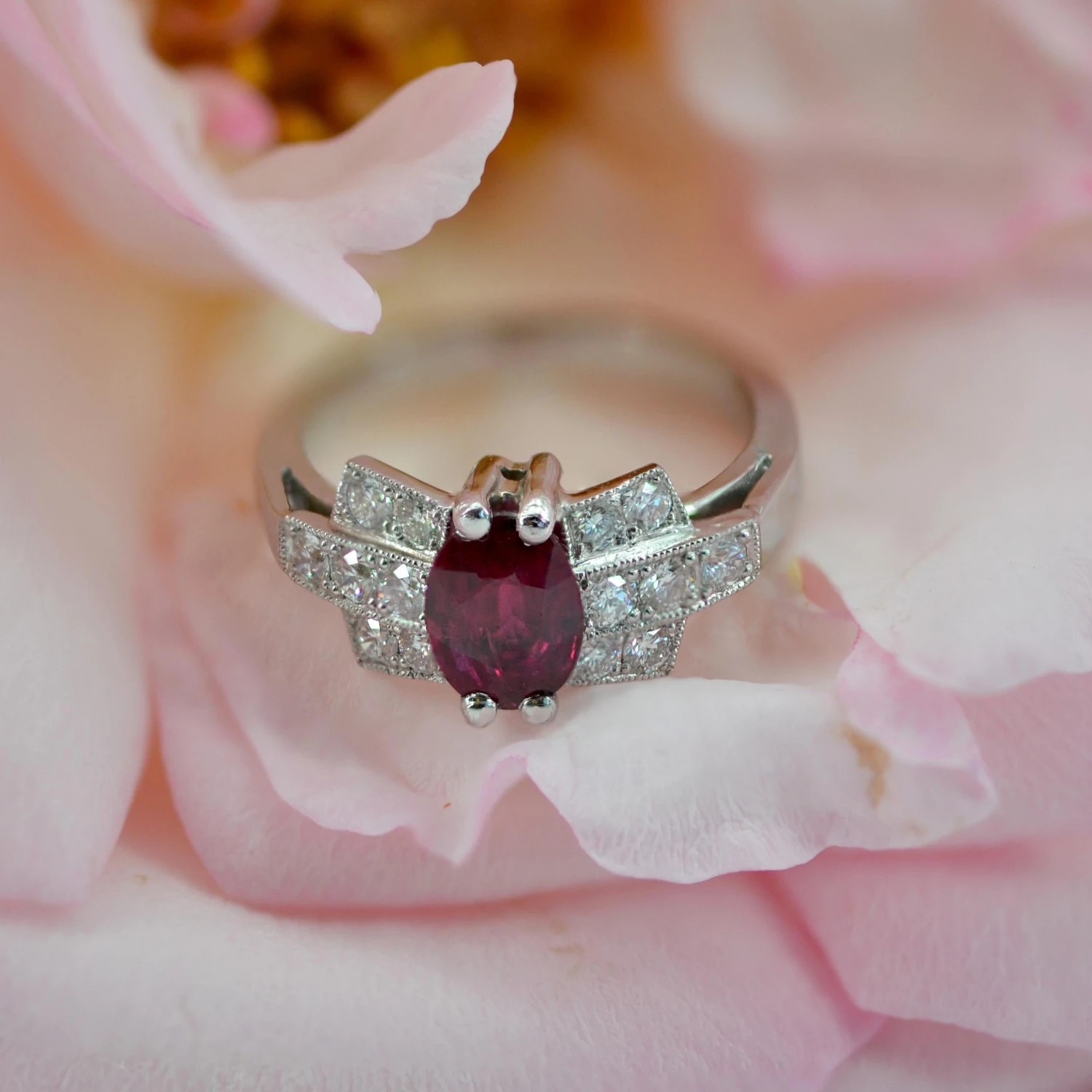 Sarl Baume French Modern Art Deco Style Ruby Diamonds Platinum Ring 12 Sarl Baume French Modern Art Deco Style Ruby Diamonds Platinum Ring - Image 10