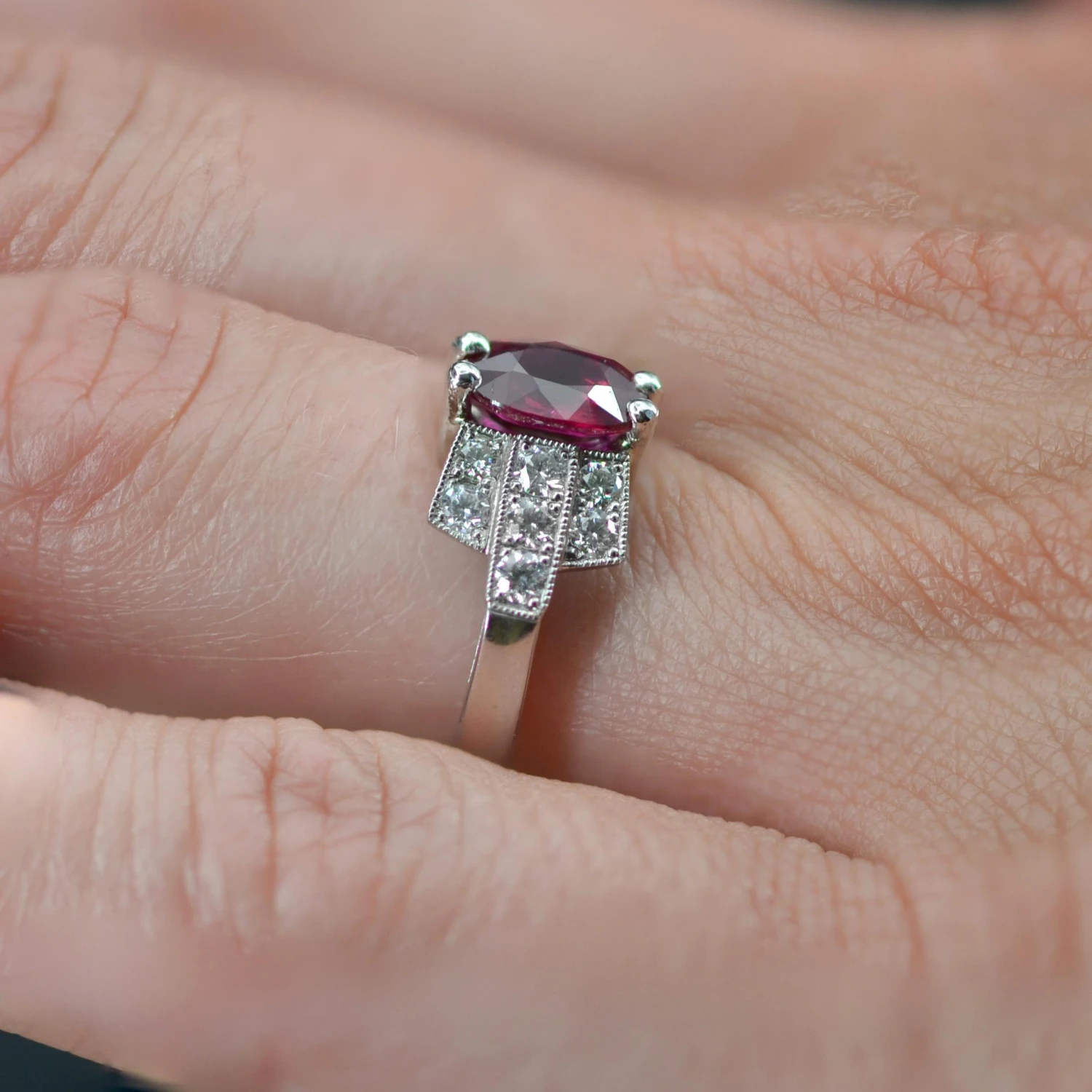 Sarl Baume French Modern Art Deco Style Ruby Diamonds Platinum Ring 18 Sarl Baume French Modern Art Deco Style Ruby Diamonds Platinum Ring - Image 16