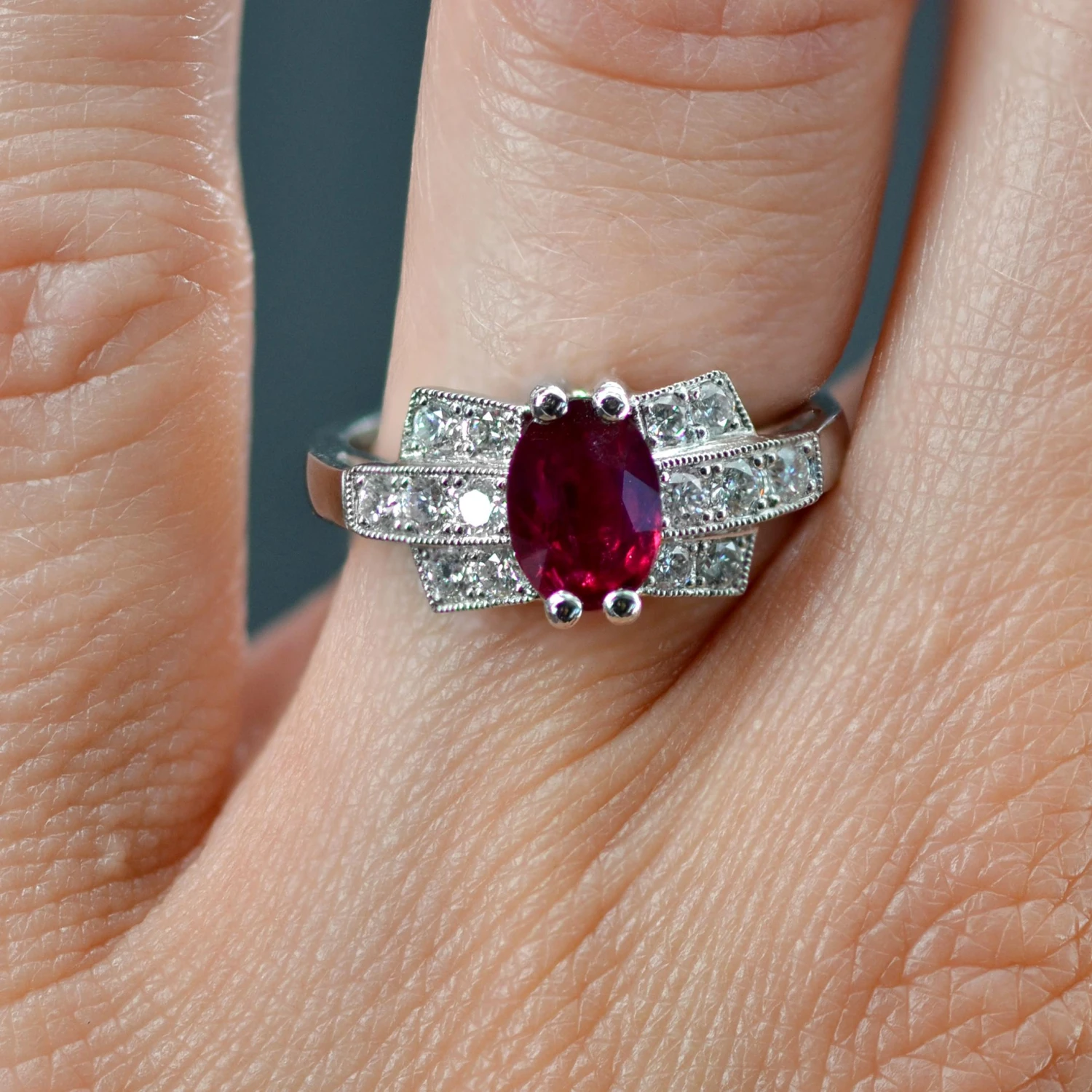 Sarl Baume French Modern Art Deco Style Ruby Diamonds Platinum Ring 13 Sarl Baume French Modern Art Deco Style Ruby Diamonds Platinum Ring - Image 11