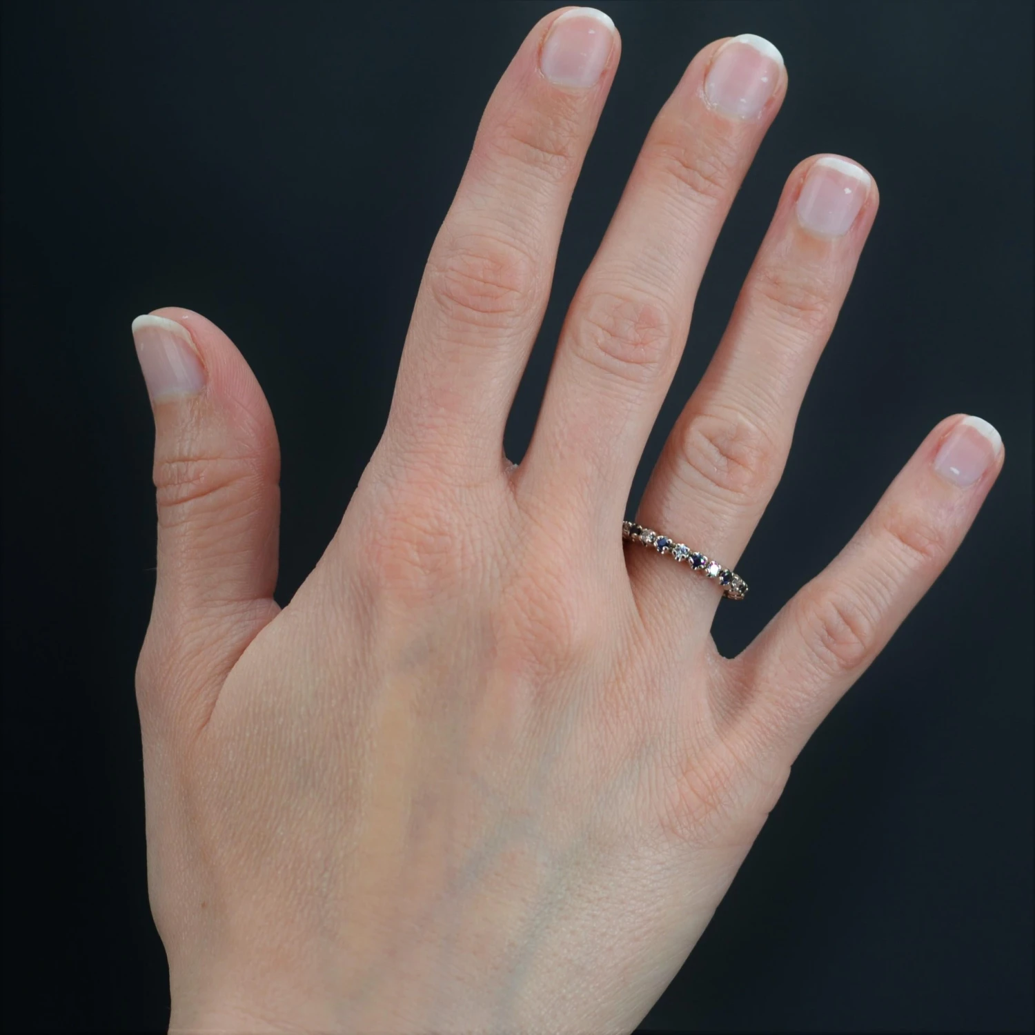 Sarl Baume Modern Sapphire Diamonds 18 Karat White Gold Wedding Ring 4 Sarl Baume Modern Sapphire Diamonds 18 Karat White Gold Wedding Ring - Image 2