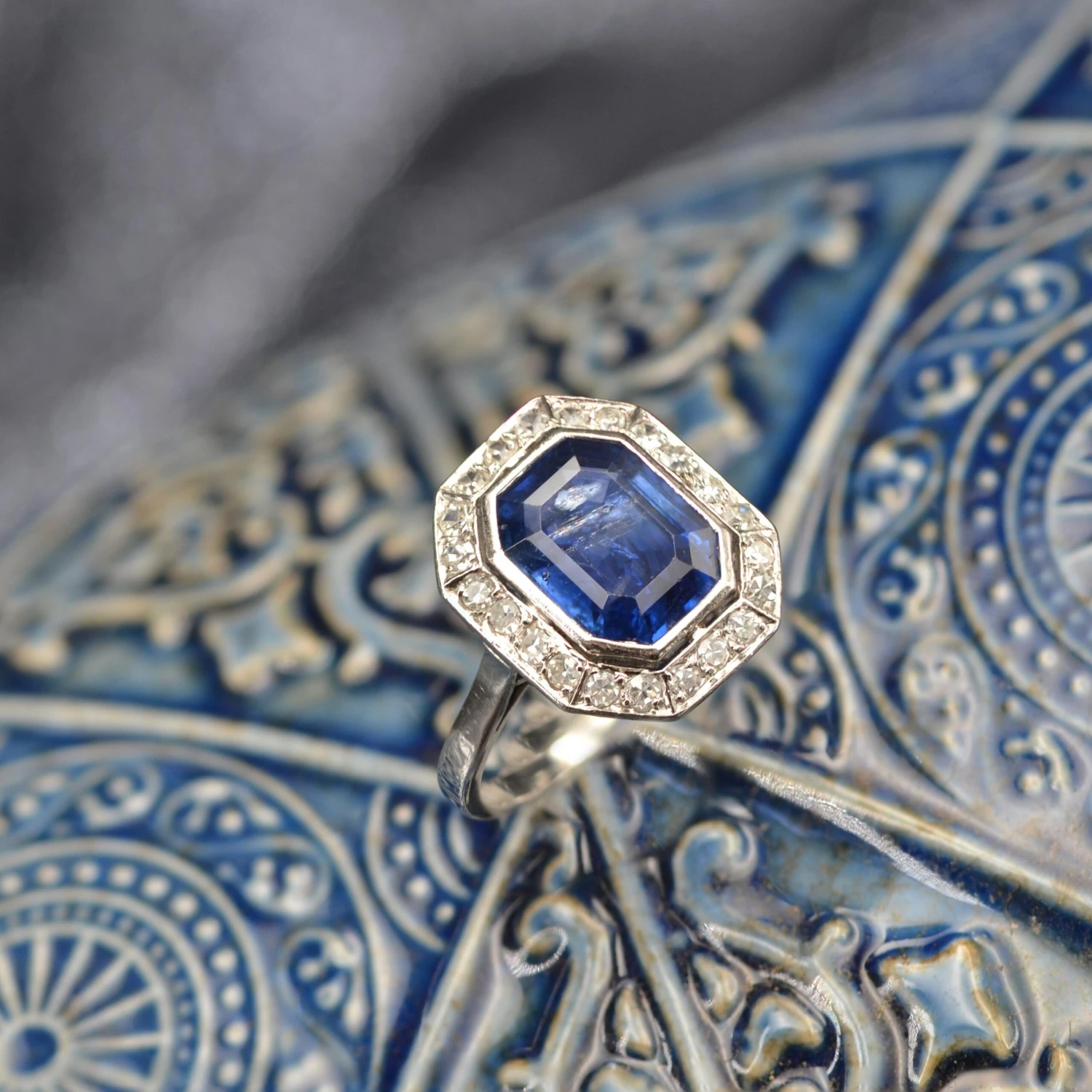 Sarl Baume French Art Deco Certified No Heat Burmese Sapphire Diamonds Platinum Ring 19 Sarl Baume French Art Deco Certified No Heat Burmese Sapphire Diamonds Platinum Ring - Image 17