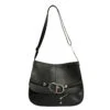 Vintage APT DIOR Saddle Large Shoulder Bag In Black Leather