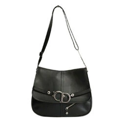 Her Age DIOR Dior Dior Saddle Large Shoulder Bag In Black Leather