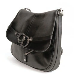 Vintage APT DIOR Saddle Large Shoulder Bag In Black Leather -Best Jewelry Store Dior borsa Saddle a spalla misura grande in pelle nera extra big 6189 552